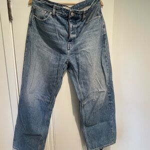 Madewell darted barrel leg jean